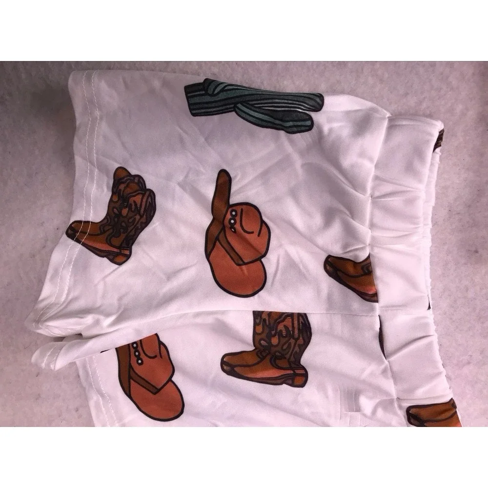 Boutique Shorts Set Kids 9-12M White Cowboy Graphic Western Outfit